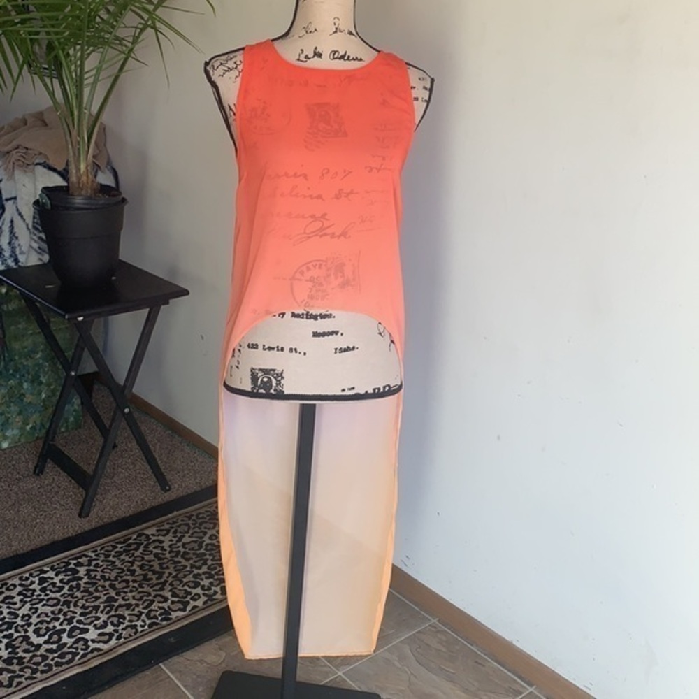 L’ATISTE By Amy Sheer Ombré High Low Orange Top Size  Small